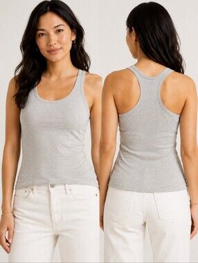 Banana Republic Ribbed Racerback Tank Top Heather Gray M